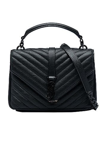 Saint Laurent Medium Chevron Sheepskin Monogram Monochrome College Bag (view 1)