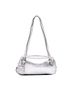 Versace 100% Leather Silver Metallic Leather Tag Bowling Bag One size - photo 1