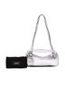 Versace 100% Leather Silver Metallic Leather Tag Bowling Bag One size - photo 7