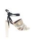 REVOLVE 100% Leather White Gold Black Heels Size 6 1/2 - photo 2