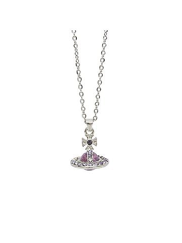 Vivienne Westwood Vivienne Westwood Orb Metal Rhinestone Men,Women Pendant Necklace (Silver,Light Purple) (view 1)
