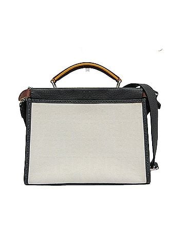 Fendi Fendi Selleria Peekaboo Fit Mini 7VA422 Women's Leather,Canvas Handbag,Shoulder Bag Gray,White (view 1)
