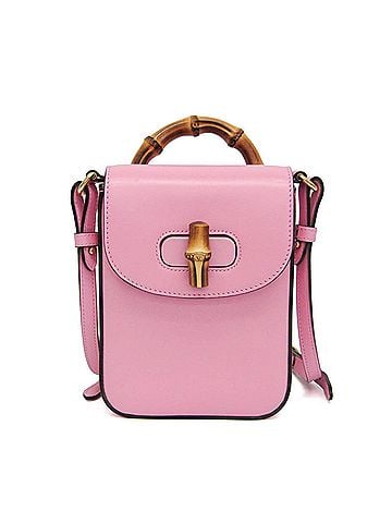 Gucci Gucci Bamboo 702106 Women's Leather Backpack,Handbag,Shoulder Bag Pink (view 1)