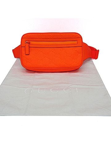Gucci Gucci GG Rubber Effect Belt Bag 771422 Men,Women Leather Fanny Pack,Sling Bag Neon Orange (view 2)