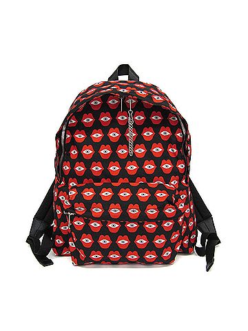 Céline Celine TELEPATHIC LOVE PRINT 188382BP2.38BR Men,Women Nylon,Leather Backpack Black,Red Color (view 1)