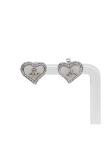 Vivienne Westwood Vivienne Westwood PETRA Rhinestone,Shell Metal Stud Earrings Silver (view 1)
