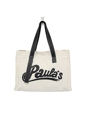 Loewe Loewe Paula's Ibiza Women,Men Canvas,Leather Tote Bag Black,Off-white (view 1)