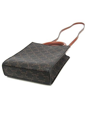 Céline Celine Triomphe Vertical Cabas Mini Women's Leather,PVC Handbag,Shoulder Bag Dark Brown,Light Brown (view 2)