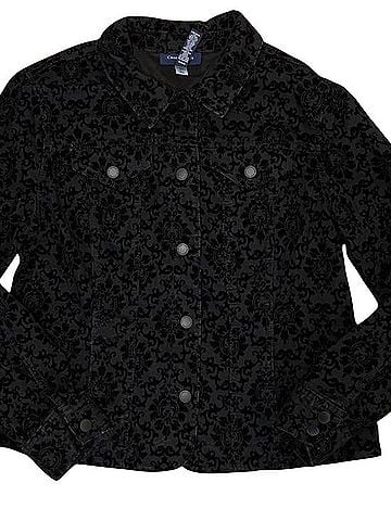 Charter Club Black Velvet Burnout Jean Jacket Jacket (view 1)