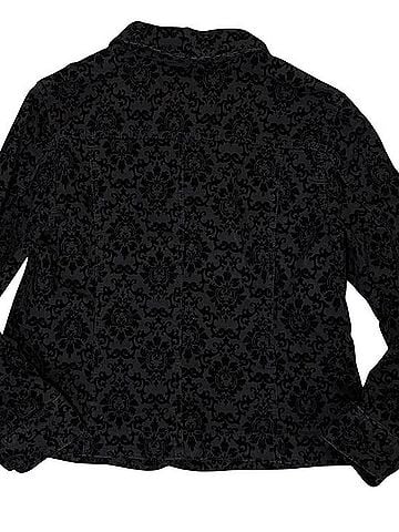 Charter Club Black Velvet Burnout Jean Jacket Jacket (view 2)
