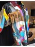 Retro 100% Leather Multi Color Jacket Size L - photo 7