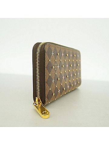 Louis Vuitton Louis Vuitton Damier Studded Zippy Wallet N60473 Ebene Rose Ballerine Women's Long (view 2)