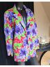 Retro 100% Polyester Floral Multi Color Blazer Size M - photo 5