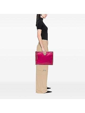 Valentino Large Leather Rockstud Clutch (view 2)