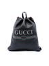 Gucci 100% Leather Black Grained Calfskin Web Logo Drawstring Backpack One size - photo 1