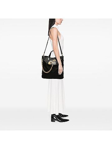 Prada Saffiano Trimmed Tessuto Animalier Dragon Satchel (view 2)