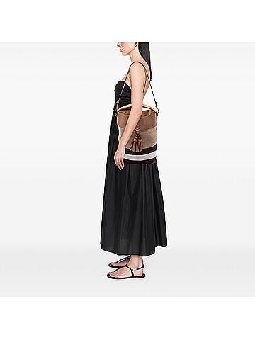 Burberry Medium Mega Check Canvas and Grained Calfskin Ashby Tassel Bucket Bag (view 2)