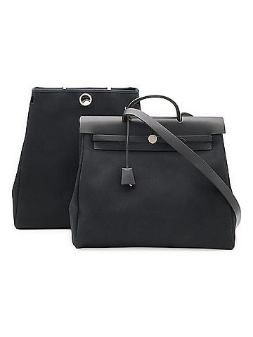 Hermès HERMES Herbag MM Handbag Shoulder Bag Toile Officier Canvas Leather Black ?F Stamp (view 1)