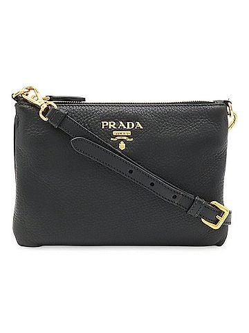 Prada PRADA Prada Shoulder Bag Pochette Clutch Vitello Daino Leather NERO Black 1BH046 (view 1)