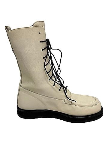 The Row The Row Patty Lace-up Combat Boots in White Leather (view 1)
