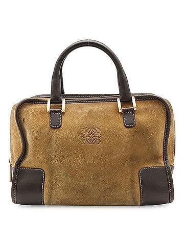 Loewe LOEWE Amazona 27 handbag, suede leather, beige/dark brown. (view 2)