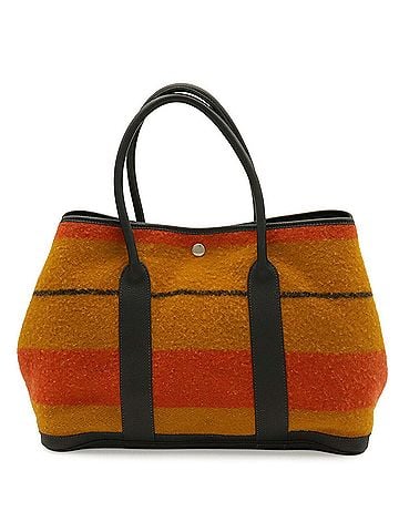 Hermès HERMES Garden PM Tote Bag Handbag Rocabar Wool Leather Orange Yellow Navy (view 2)