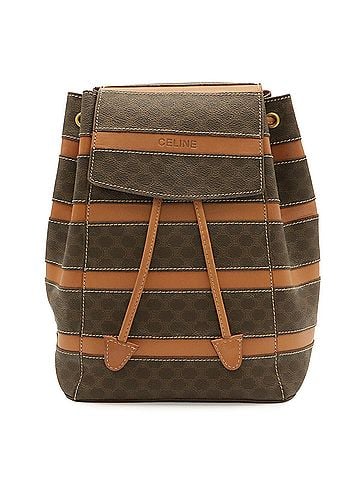Céline CELINE Macadam pattern backpack, leather, beige, dark brown. (view 2)