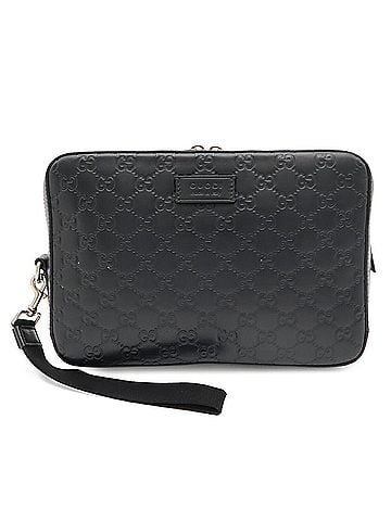 Gucci GUCCI Guccissima Clutch Bag, Second Leather, Black, 429146 (view 2)