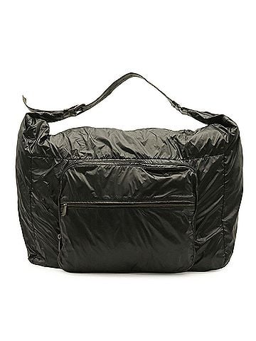 Bottega Veneta BOTTEGA VENETA Spinnaker Shoulder Bag/Travel Bag, Nylon, Black/Dark Brown, 244903 (view 2)