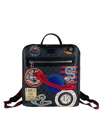 Gucci Gucci Night Courier backpack, GG Supreme canvas, black, gray, multicolor, silver, men's, 478324 z10595 (view 1)