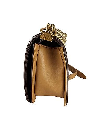 Chanel Chanel Boy Shoulder Bag, Leather, Beige, Brown, Gold, Women's, z10592 (view 2)