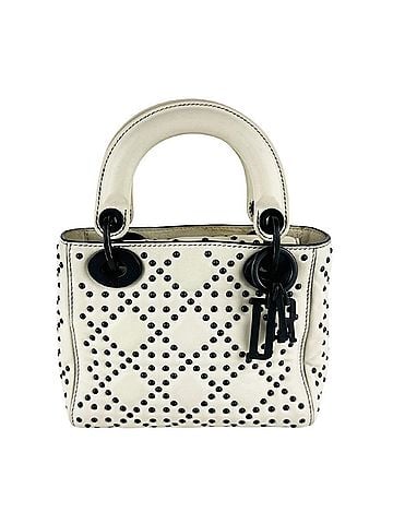 Christian Dior Christian Dior Lady handbag/shoulder bag, leather and metal accents, ivory black, women's, z10591 (view 1)