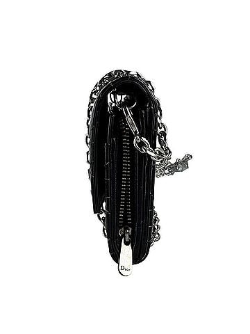 Christian Dior Christian Dior New Lock Long Wallet Chain Patent Leather Metal Black Silver Women's z10588 (view 2)