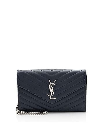 Saint Laurent Saint Laurent Matelasse Grain de Poudre Monogram Chain Wallet (view 1)