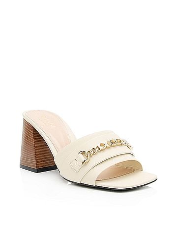 Gucci Gucci Leather Chain Logo Signoria Slide Sandals - Size 6.5 / 36.5 (view 1)