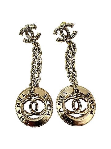 Chanel Chanel Gold Chain Logo Dangle CC Earrings (view 1)