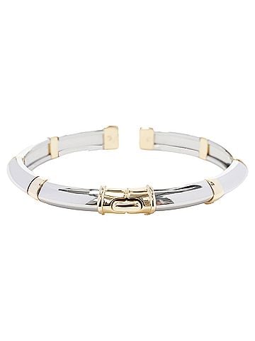 CI Sport Bvlgari Jewellery 18k white yellow gold hinged bangle cuff (view 1)