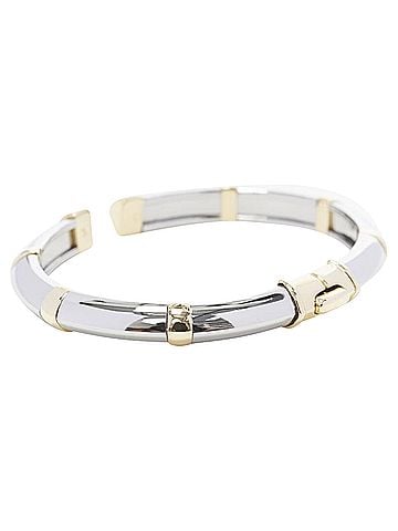 CI Sport Bvlgari Jewellery 18k white yellow gold hinged bangle cuff (view 2)