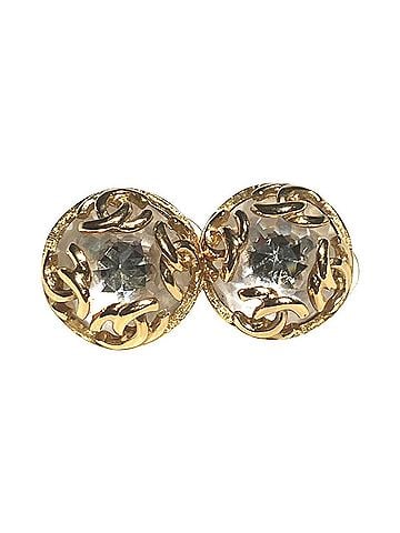 Chanel Chanel earrings, accessory, Coco Mark, total weight 15.8g, rhinestone, gold plated. (view 1)
