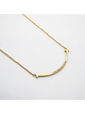 Tiffany & Co. Tiffany &amp; Co. T Smile Small Necklace, 18K Yellow Gold, Diamond, Women's (view 2)
