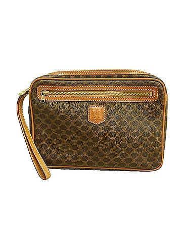 Céline Celine Macadam Leather Clutch Bag, Brown, Men's (view 1)