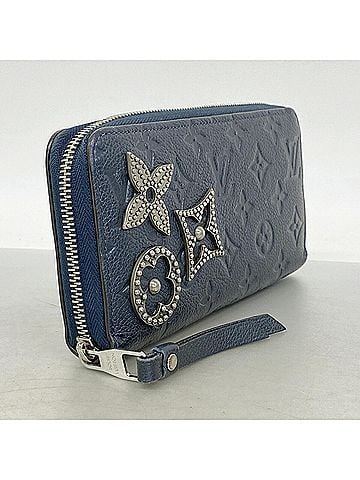Louis Vuitton Louis Vuitton Monogram Empreinte Flower Stud Zippy Wallet M62069 Marine Metal Women's Long (view 2)