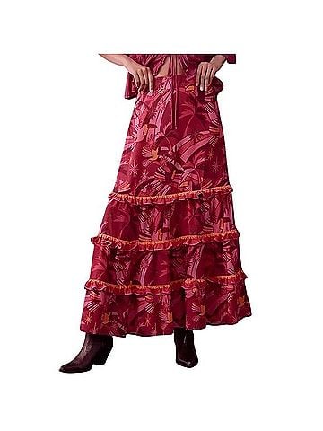 FARM Rio Shirred Tiered Maxi Skirt Casual Skirt (view 1)