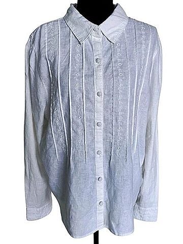 Joie Pintuck Button-Front Blouse Long Sleeve T-Shirt (view 1)