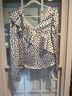 Self-Portrait 100% Polyester Print White Black Blouse Size 8 - photo 4