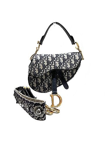 Christian Dior Christian Dior 2-way Saddle Bag Handbag, Oblique, Cotton/Leather (view 1)