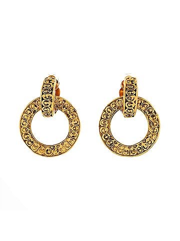 Chanel Vintage Multi CC Drop Hoop Clip-On Earrings Metal Large (view 1)