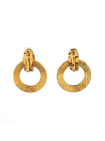Chanel Vintage Multi CC Drop Hoop Clip-On Earrings Metal Large (view 2)