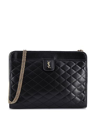 Saint Laurent Victoire Chain Clutch Quilted Leather (view 1)