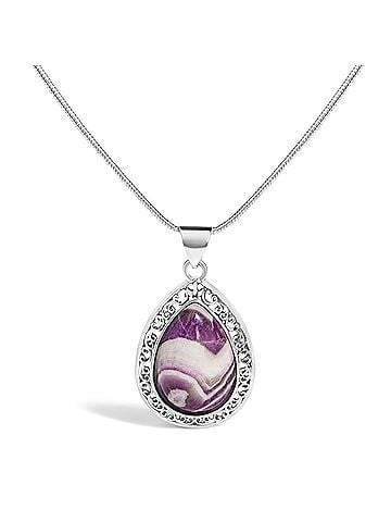 Haus of Brilliance Sterling Silver Chevron Amethyst Teardrop Pendant Necklace (view 1)